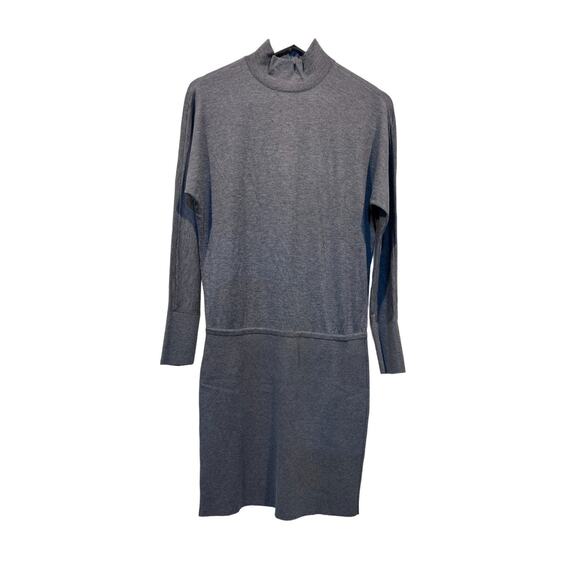 White House Black Market Womens Gray Mock Neck Fine Knit Sweater Dress Small - Picture 1 of 12